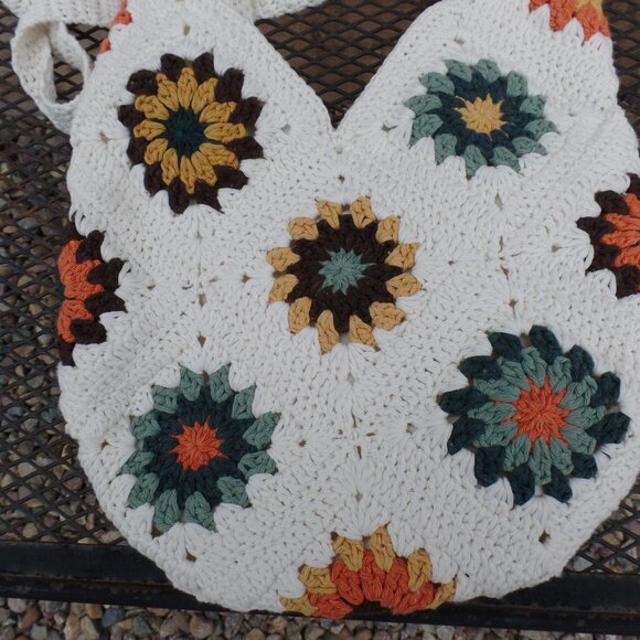 Crochet Floral Hobo Tote Knit Granny Square Boho Lined 'By Masal' Hippy Bag NWOT - Picture 4 of 6